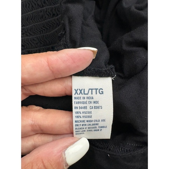 American Eagle Outfitters Smocked Waist Capri Pants XXL Black Casual - Picture 3 of 8